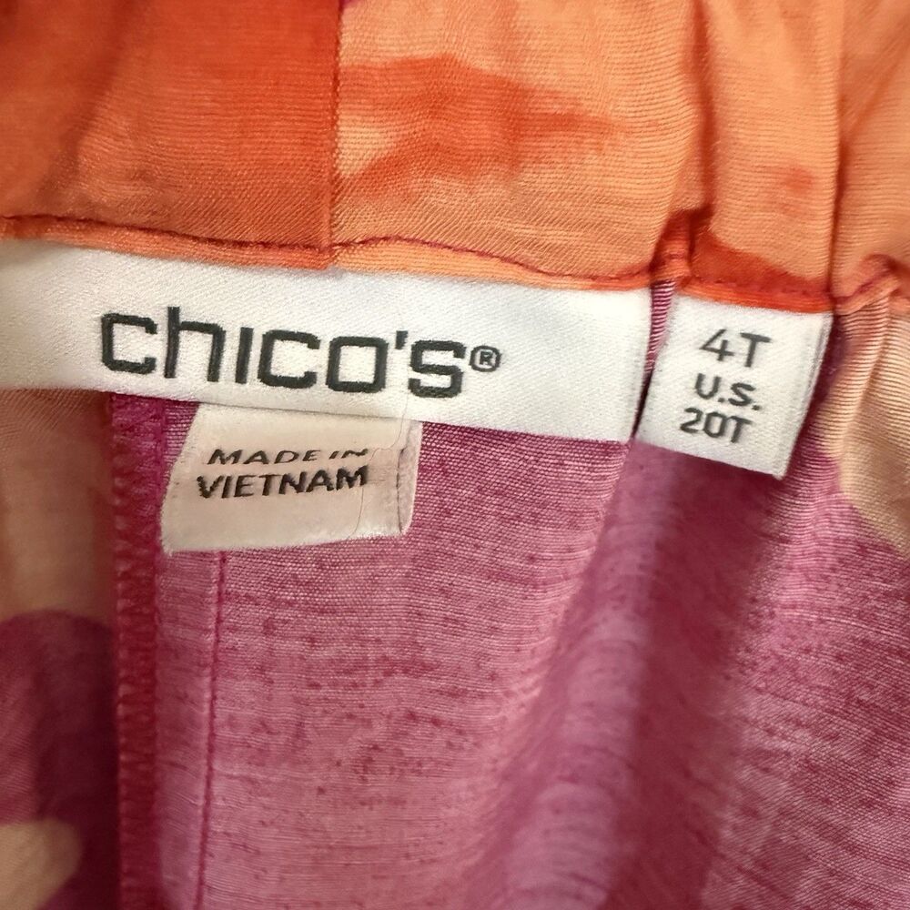 Chico's Floral Pants 4T Tall Wide Leg Pockets Beachy Pink Orange Flowy Resort - Picture 3 of 10